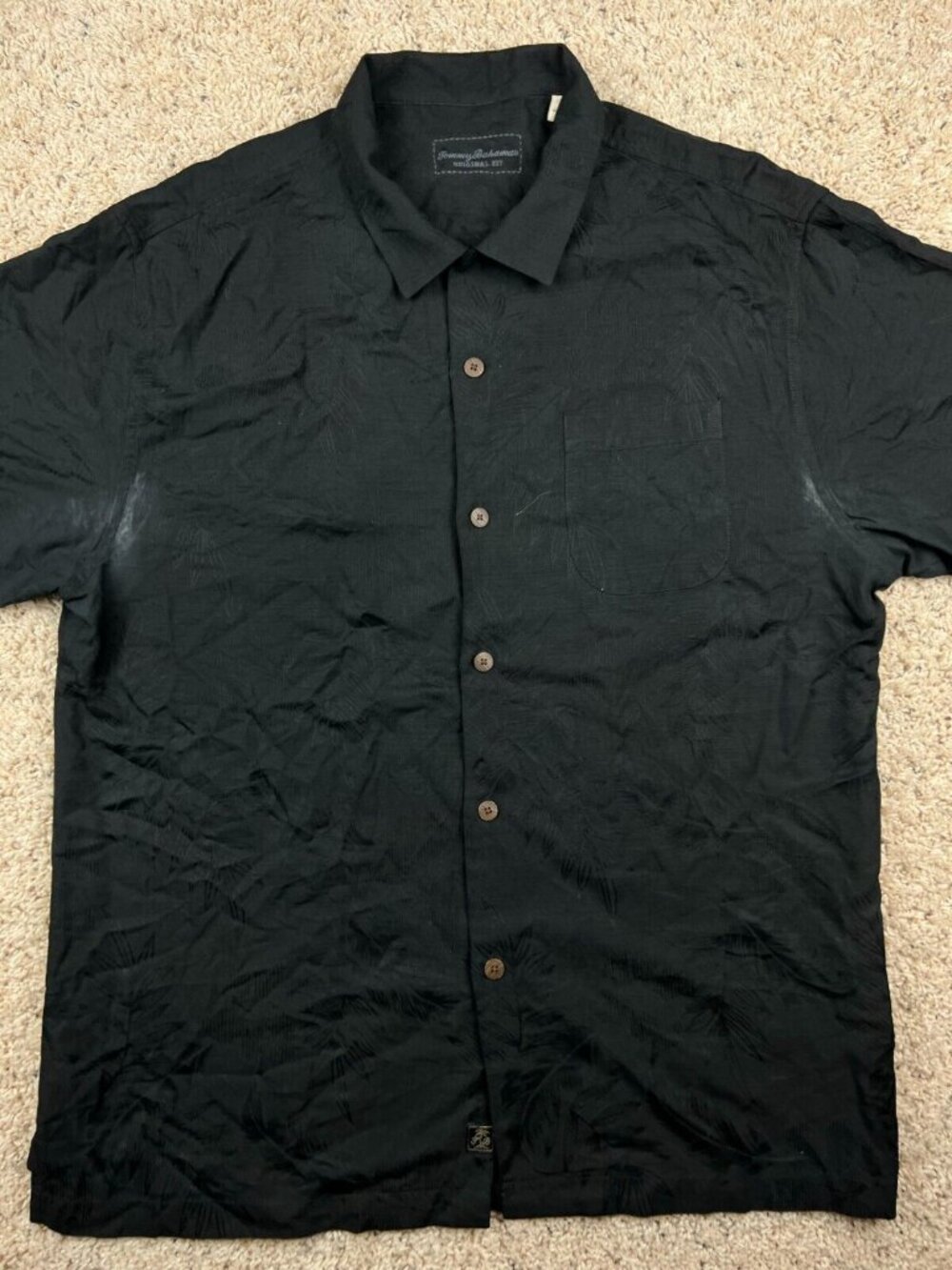 Tommy Bahama Men’s Floral Hawaiian Camp Aloha All Silk Shirt Black Size Large *